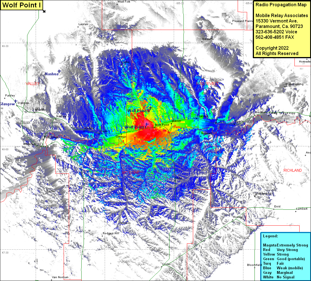 heat map radio coverage Wolf Point I